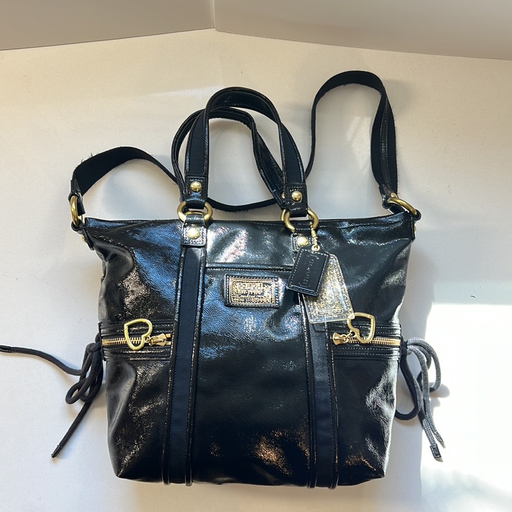 CoachDaisy Liquid Gloss Pocket Patent Tote with Strap